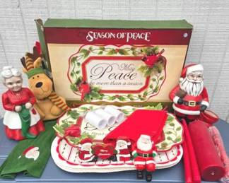 Collection Of Christmas Decor And Serveware