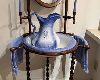 Beautiful Washstand With Etched Mirror