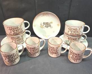 Set Of Ceramic Home Sweet Home Mugs And Plates