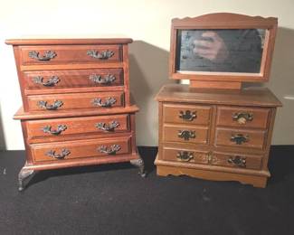 Pair Of Vintage Wooden Jewelry Boxes