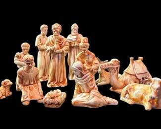 Vintage 12 Piece Ceramic Nativity Set