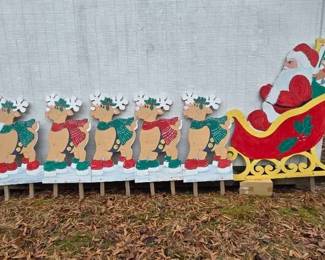 Handmade Santa And Reindeer Outdoor Display