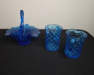 Vintage Hobnail Swan And 2 Hobnail Glass Pitchers