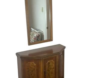 Vintage Wooden Corner Cabinet Matching Wall Mirrorclassic Mid Century Style