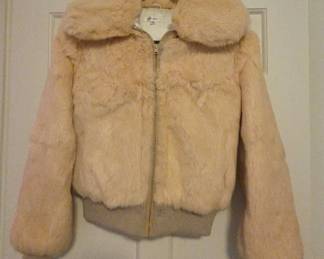 Light Pink Rabbit Fur Bomber Jacket