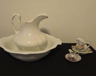Vintage Pitcher And Wash Basin W.H. Grindley Co And Like Decrotive Basins