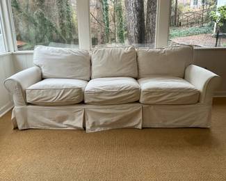 Crate Barrell Slipcover White Sofa
