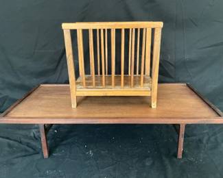 Small Wooden Table And Magazine Rack