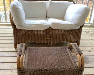 Rattan Loveseat And Ottoman