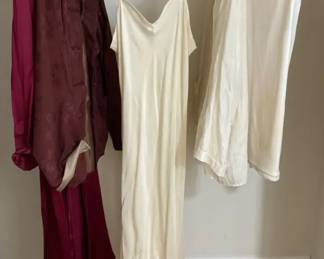 Red White Womens Silk Sleepwear