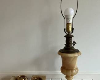 Bookends And Brass Base Lamp