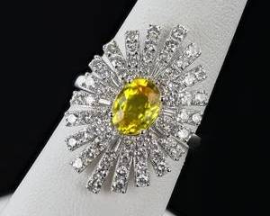 1.55ct Yellow Sapphire and 1.38ctw Diamond Platinum Ring (GIA CERTIFIED)