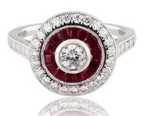 0.24ct Diamond, 0.89ctw and Ruby Platinum Ring