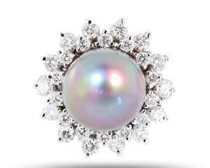 12MM Tahitian Cultured Pearl and 1.40ctw Diamond 14K White Gold Ring