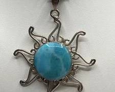 Handcrafted Sterling Silver Sunburst Pendant Necklace With Round stone | Total Weight 27 grams