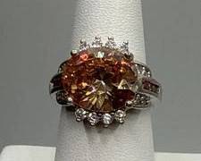 Handmade Sterling Silver Ring With a Brilliant-Cut Citrine(?) Gemstone | Total Weight 7.7 grams size 7.5