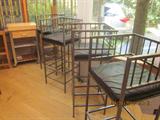 4 Custom designed and made matching Frank Lloyd Wright style bar stools, leather and steel.