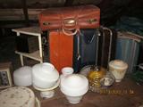 Vintage Luggage and glass lamp globes