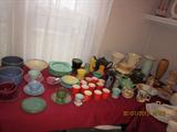 Vintage pottery pieces, vases, cups, plates, bowls, teapots