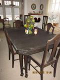 Antique dining room table and 6 chairs, 3 leaves