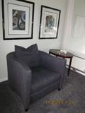 Upholstered chair, side table