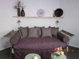 Day Bed, bedding and linens, tables, household decorations