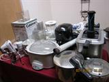 T-Fal Fryer, Cuisinart Chopper, Milita coffee maker, crock pot, pressure cooker, all name brand gently used.