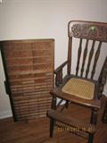 Antique High chair, printers box