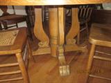 Oak Pedastal table, claw foot pedastal oak table.