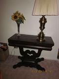 Antique Flip top table, Flips to game table or card table size. Closed picture