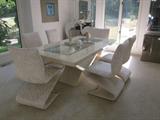 Contemporary Dining Room table and chairs, has leaves to go larger