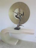 Console table and metal artwork sculpture