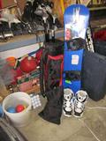 Snow board and boots, golf club set