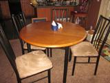 Wood Table, 4 metal chairs