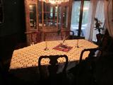 Dining room table with 6 chairs. Table has some damage and chairs and table will be sold seperately