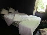 Twin beds, vintage bedspreads
