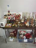 Christmas Décor, nut cracker set, lots of large ornaments, trees, Santa's, garland, greenery, most not pictured.