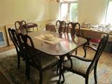 Dining Room Table, 8 Chairs, 2 leaves. Good condition.