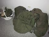 Military hats and bags