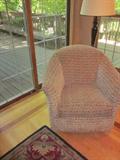 Swivel, rocking chairs, matching pair.