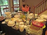 Kitchen supplies, kitchen bake ware, serving and entertaining pieces.