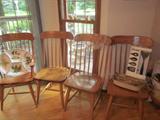 4 oak kitchen chairs.
