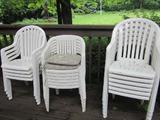 Stacking plastic chairs