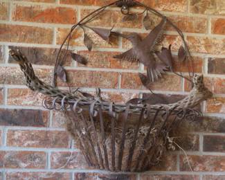 Bird and basket planter