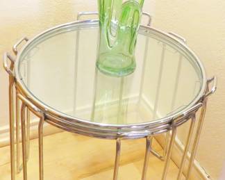 MCM nesting table set Saporiti Italia, art glass sculpture hand-blown Mexico