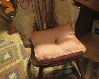 Sprague & Carleton rock maple chair, beaded vest
