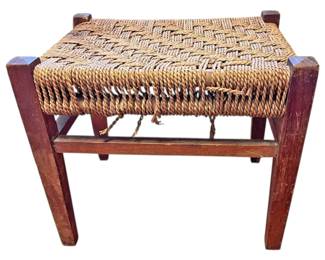 MidCentury Modern Woven Foot Stool