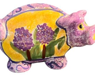 Hand Painted Ceramic Floral Cow Figurine