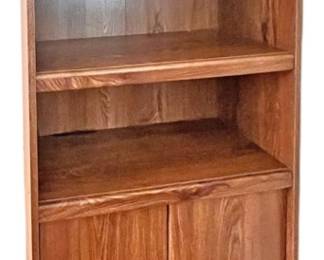 Brown Wood Bookcase with 2Door Cabinet