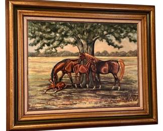 Framed Joan Love Oil Painting